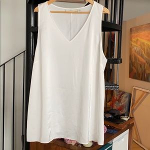 Sejour Satin Longline Tank: Ivory/White